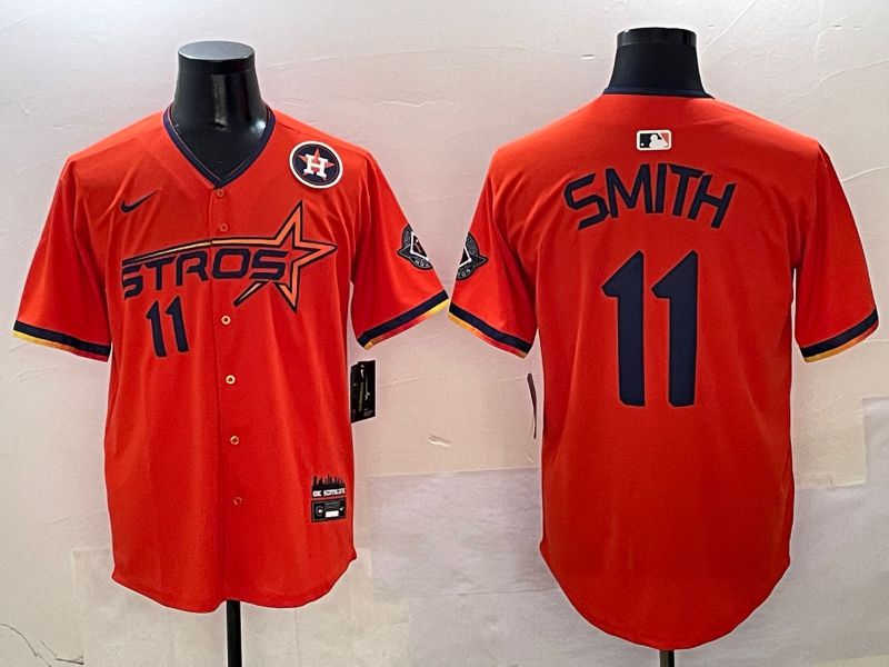 Men Houston Astros #11 Smith Orange three generations Joint Name Nike 2025 MLB Jersey style 4